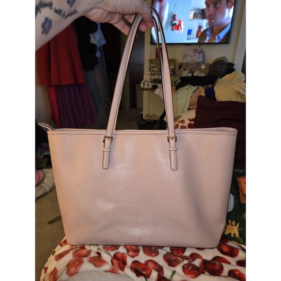 Michael Kors Jet Set Travel Laptop Carryall Tote Saffiano Leather Blush Large - Picture 2 of 16